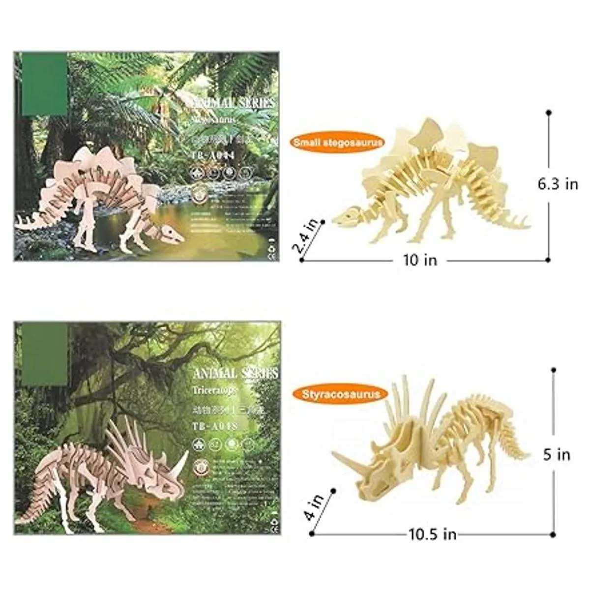 Rompecabezas de dinosaurio de madera 3D juego de 6 piezas_3