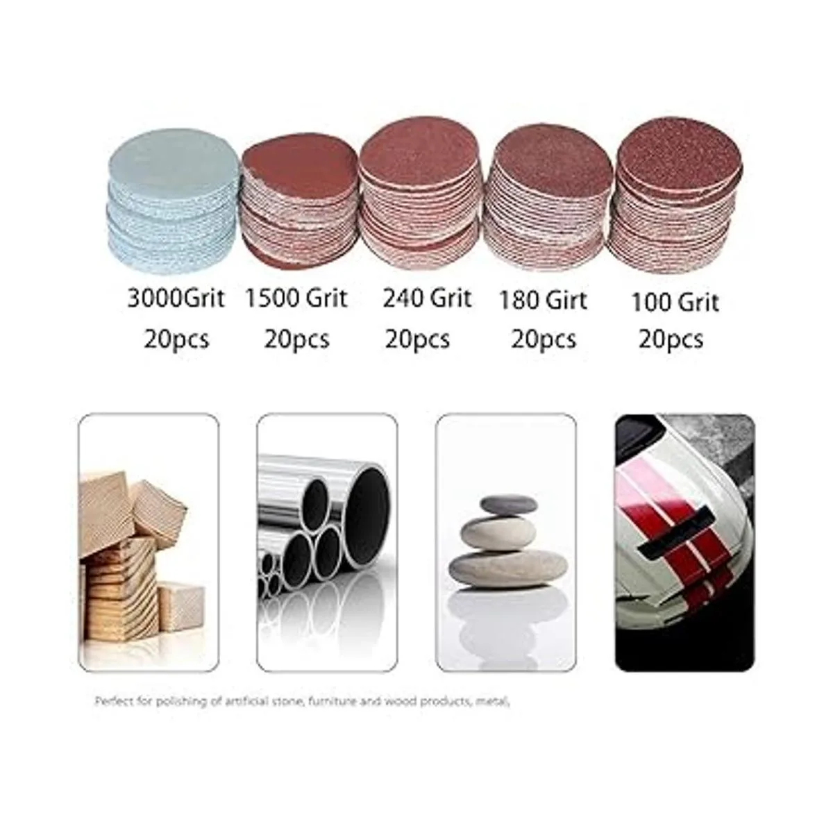 Saiper 100 discos de lija de 0.984 in con vástago de 18