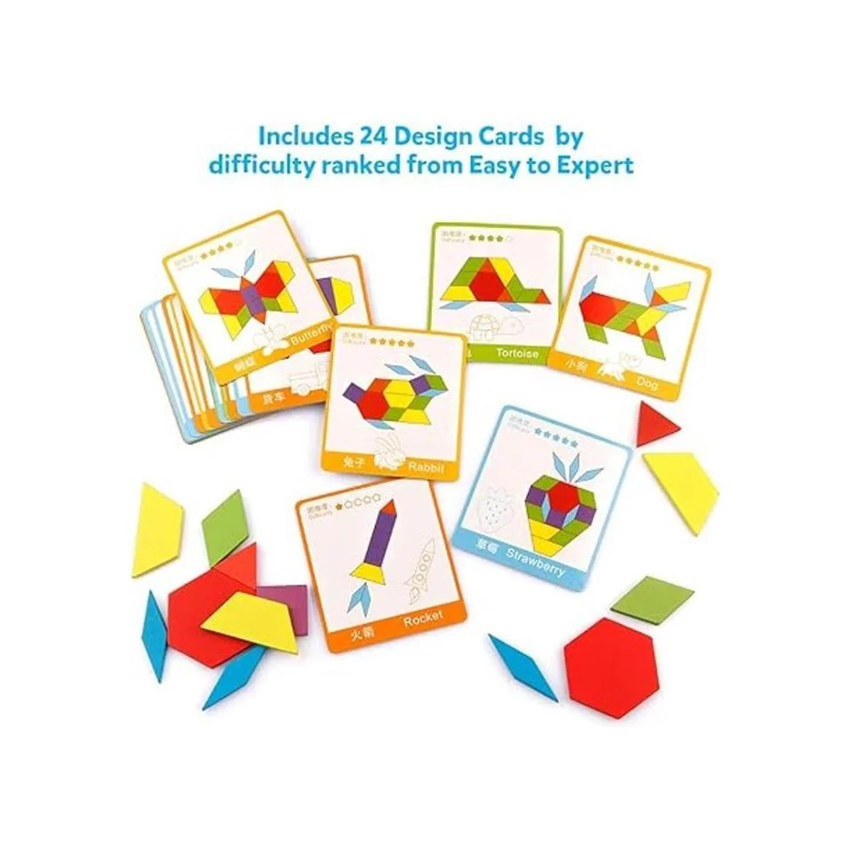 Coogam Juego de 130 bloques de patrón de madera_2