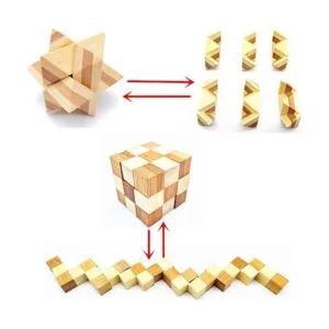 Qiandier Bamboo 3D Puzzle Metal Brain Teasers Puzzles Mind_3