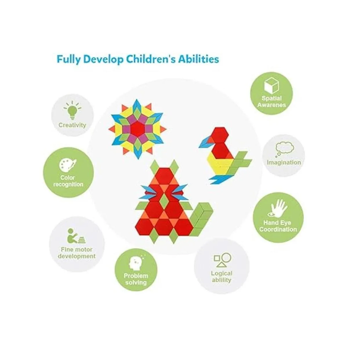 Coogam Juego de 130 bloques de patrón de madera_6