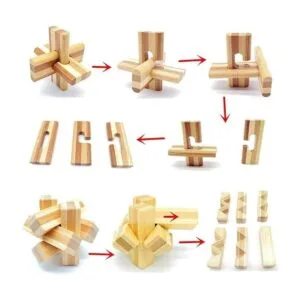 Qiandier Bamboo 3D Puzzle Metal Brain Teasers Puzzles Mind_2