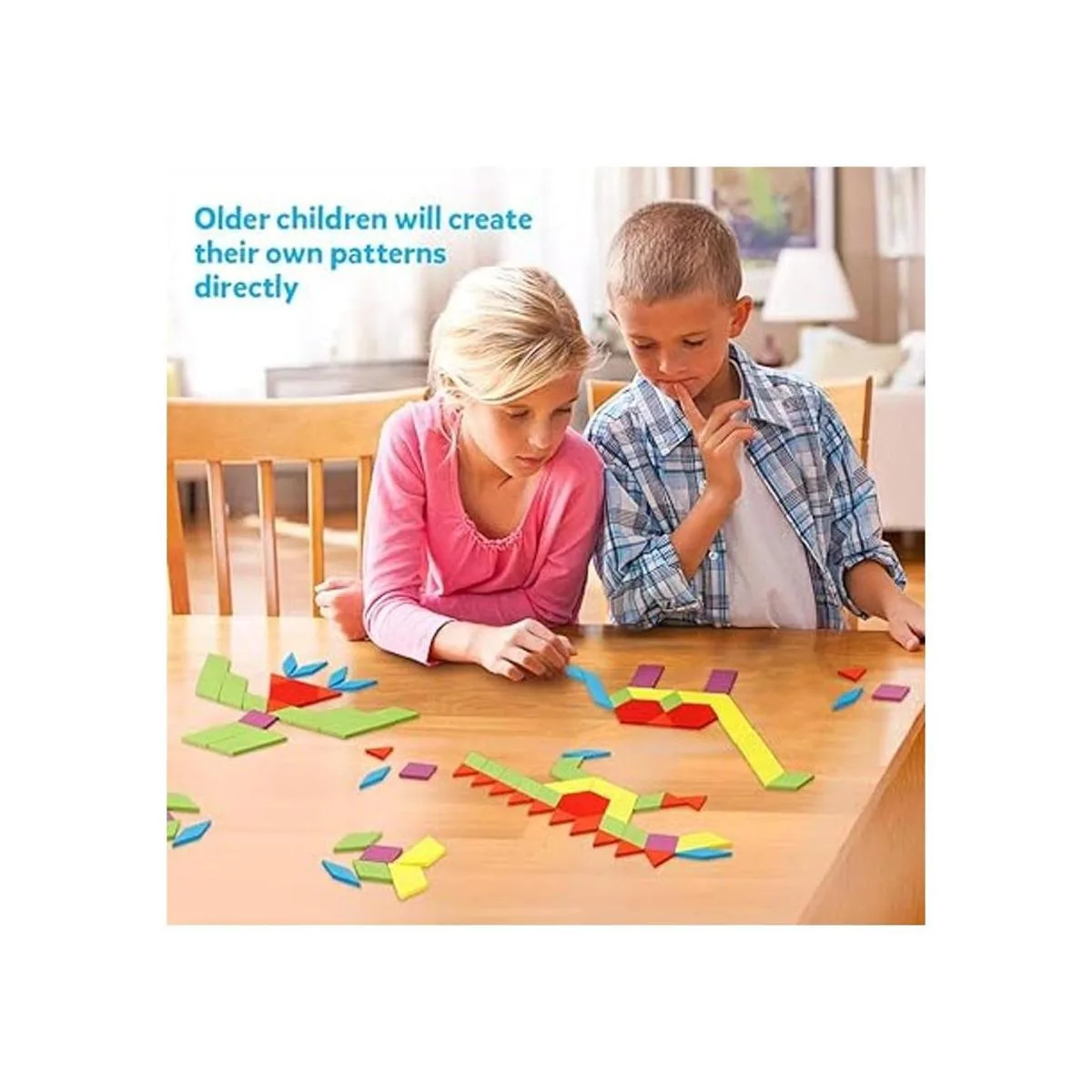 Coogam Juego de 130 bloques de patrón de madera_4