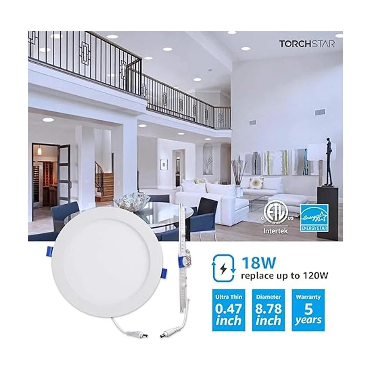 TORCHSTAR Luz de techo empotrable de 18W de 8 pulgadas_2