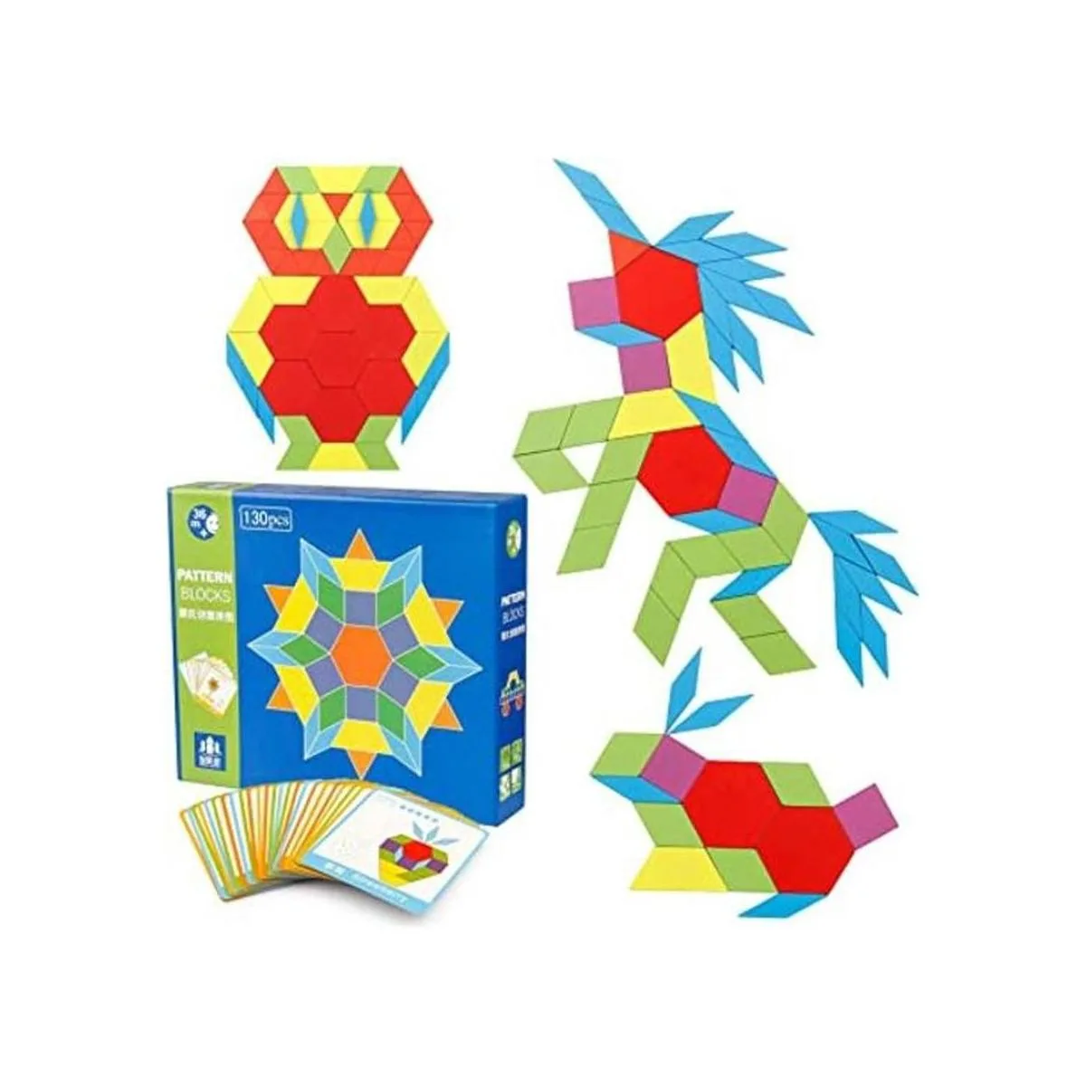 Coogam Juego de 130 bloques de patrón de madera_1