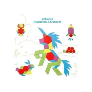 Coogam Juego de 130 bloques de patrón de madera_5