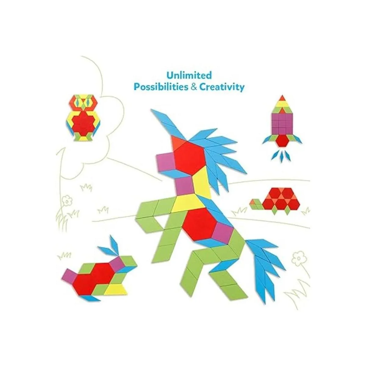 Coogam Juego de 130 bloques de patrón de madera_5