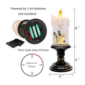 Eldnacele Vela de globo de nieve de Navidad funciona con_2