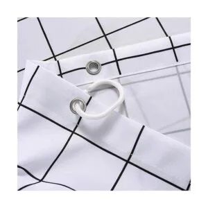 Newubel cortina de ducha de tela blanco y negro