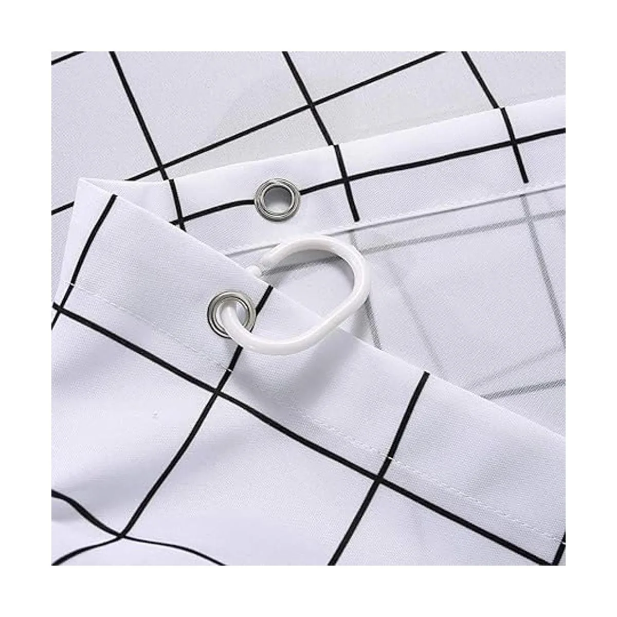 Newubel cortina de ducha de tela blanco y negro