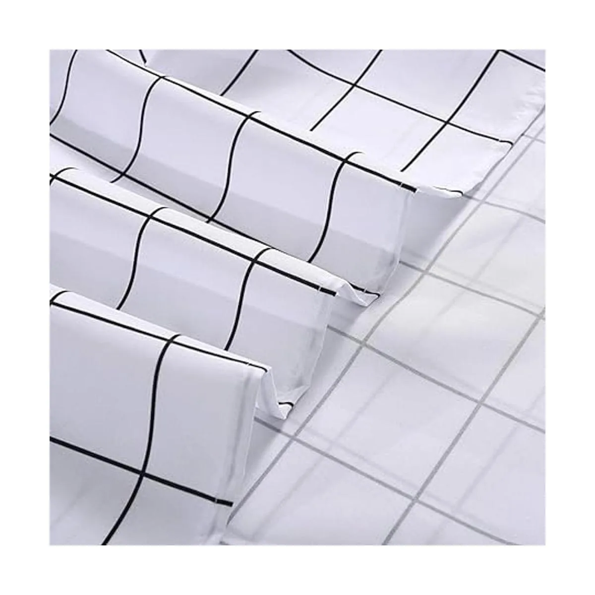 Newubel cortina de ducha de tela blanco y negro