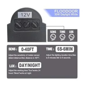 Floodoor Luz LED con sensor de movimiento de 30 W luz de