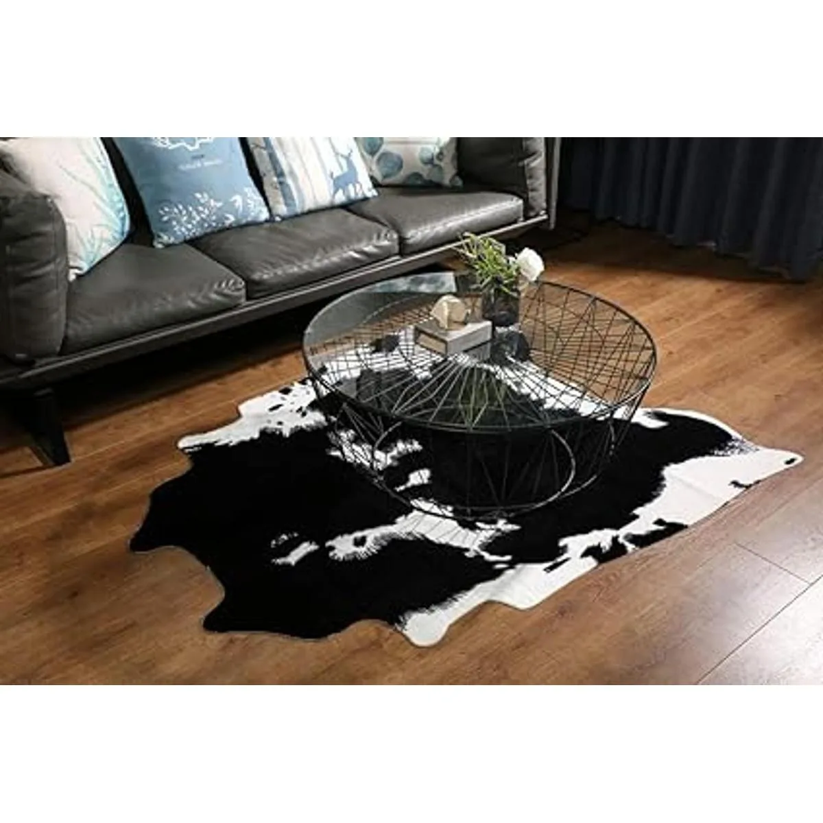 MustMat Western Decor Alfombra de piel de vaca sintética_4