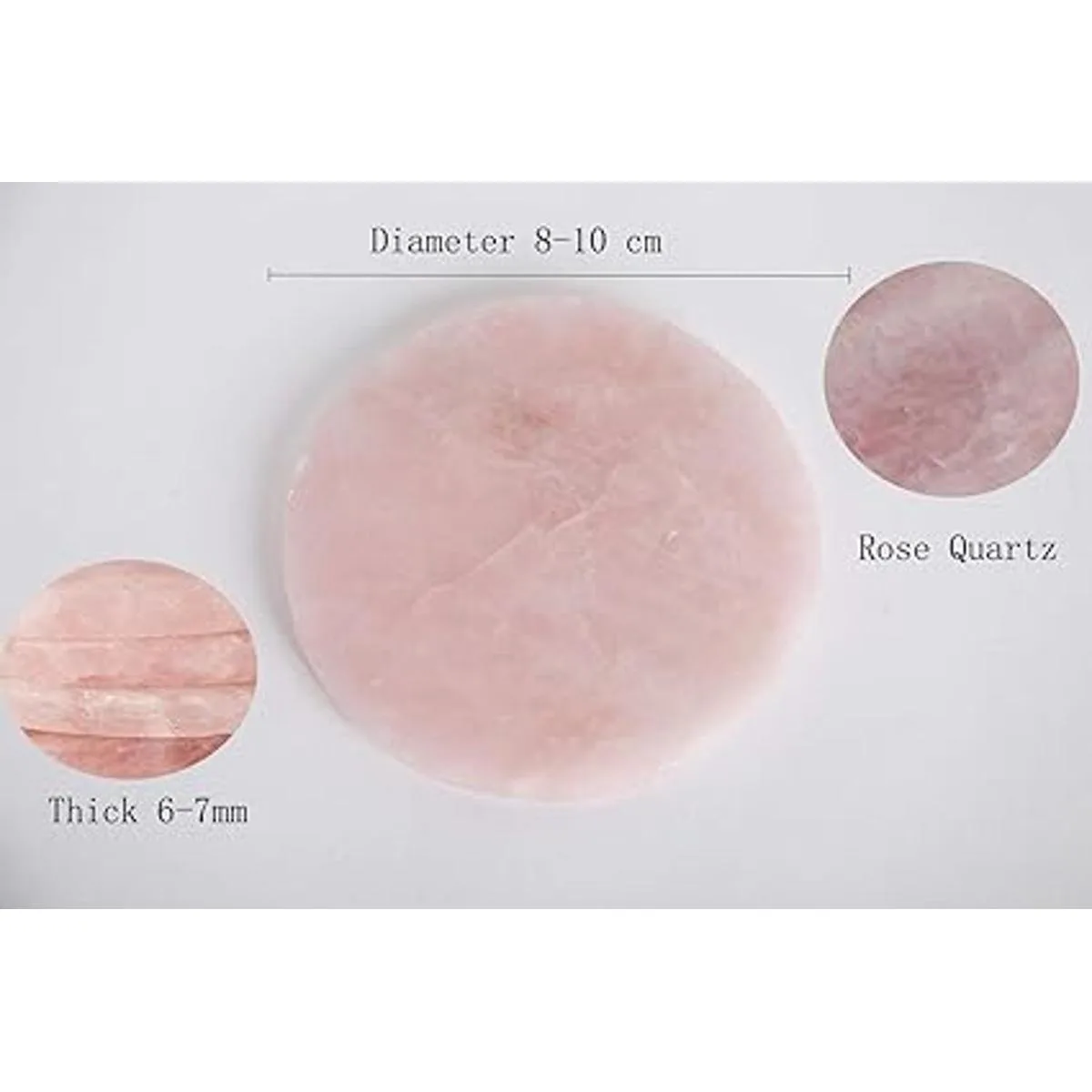 JIC Gem Juego de 4 posavasos de cristal de cuarzo rosa en