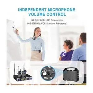 Hotec Sistema de micrófono inalámbrico dual UHF con solapa_2