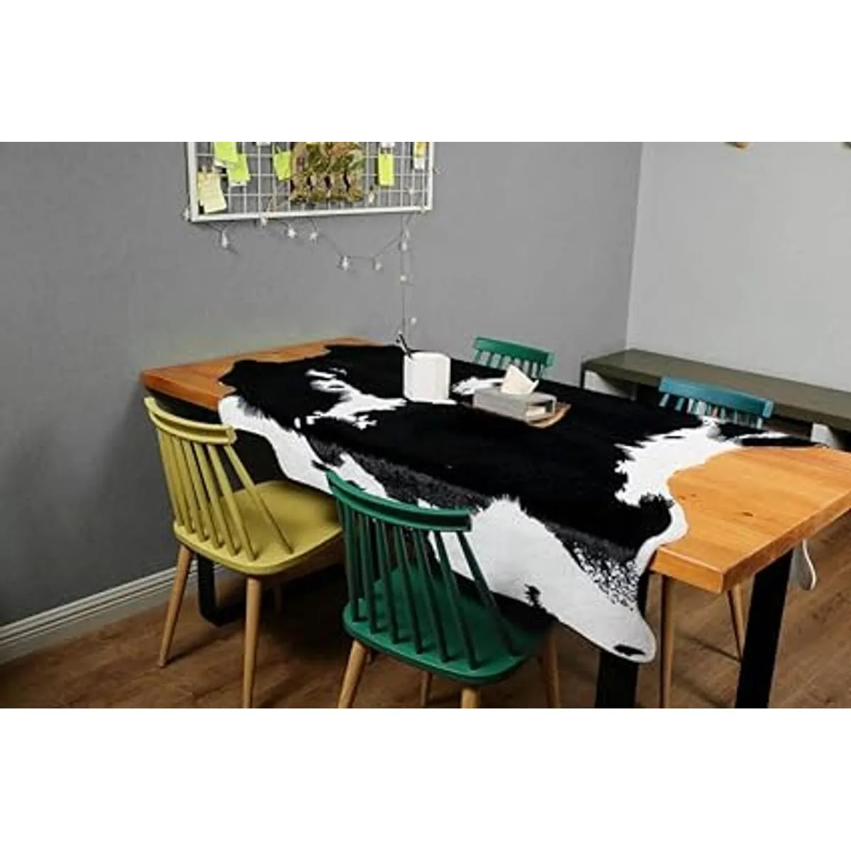 MustMat Western Decor Alfombra de piel de vaca sintética_5