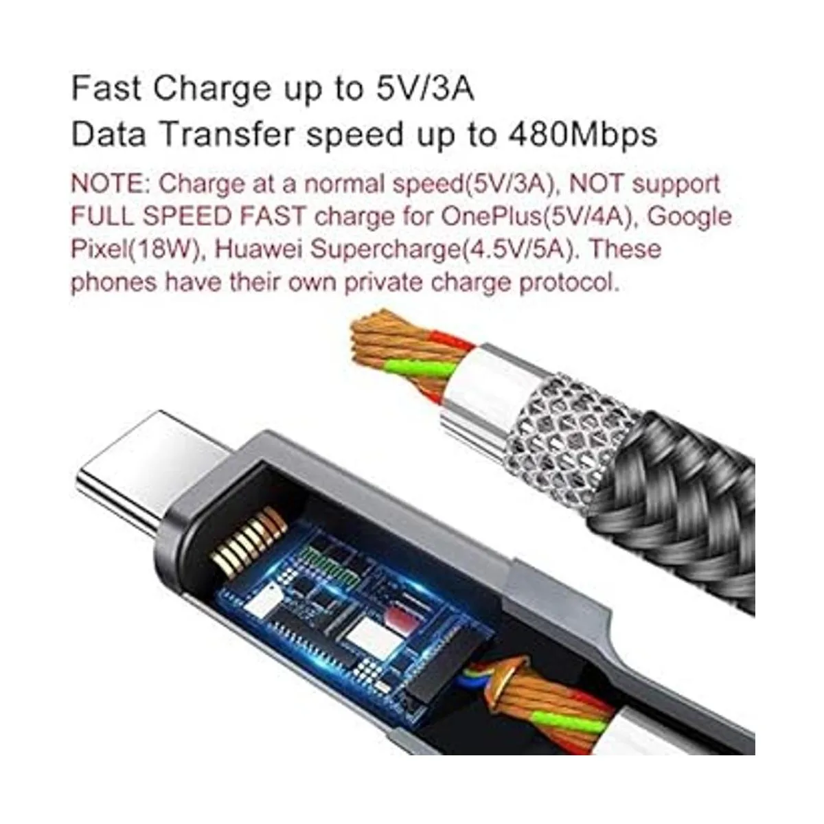 Cable USB C 3 unidades de 10 pies 6 pies 3 pies carga_2