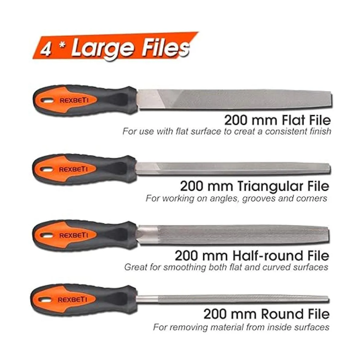 REXBETI Juego de 16 archivos de aleación de acero forjado