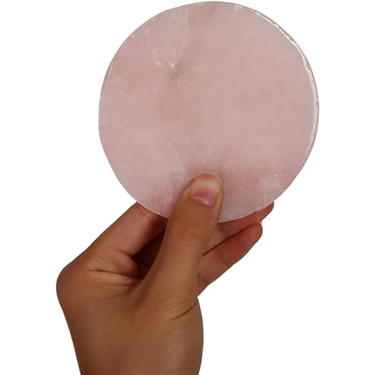 JIC Gem Juego de 4 posavasos de cristal de cuarzo rosa en