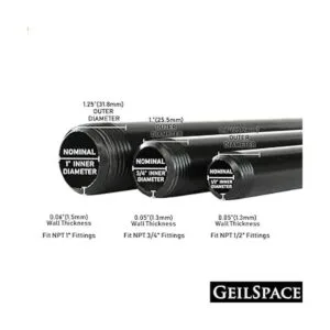 GeilSpace Juego de 6 tubos de metal negro precortados de