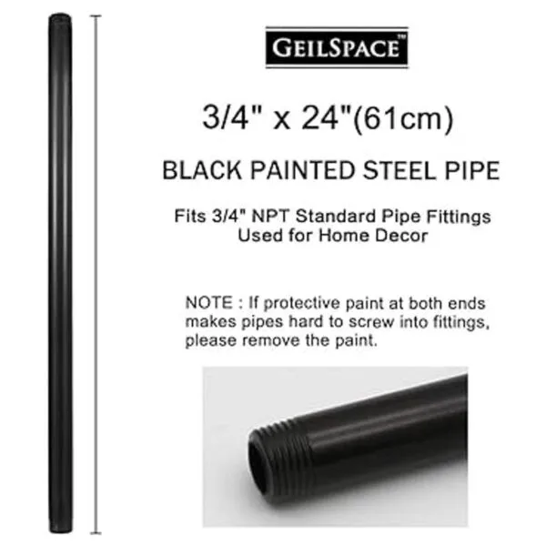 GeilSpace Juego de 6 tubos de metal negro precortados de