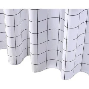 Newubel cortina de ducha de tela blanco y negro