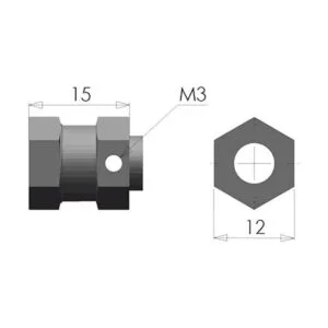 Adaptador de extensión RC 0.591 in eje HEX 0.472 in