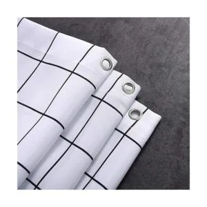 Newubel cortina de ducha de tela blanco y negro