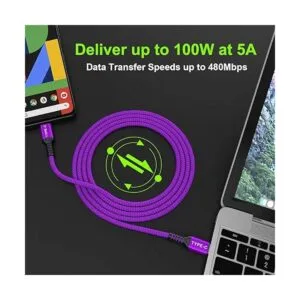 Basesailor Cable USB tipo C a C de 100 W de 10 pies2