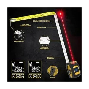 LEXIVON Cinta métrica láser digital 2 en 1 Pantalla de_3