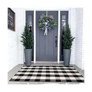 Tapete Kimode de algodón a cuadros color negro y blanco