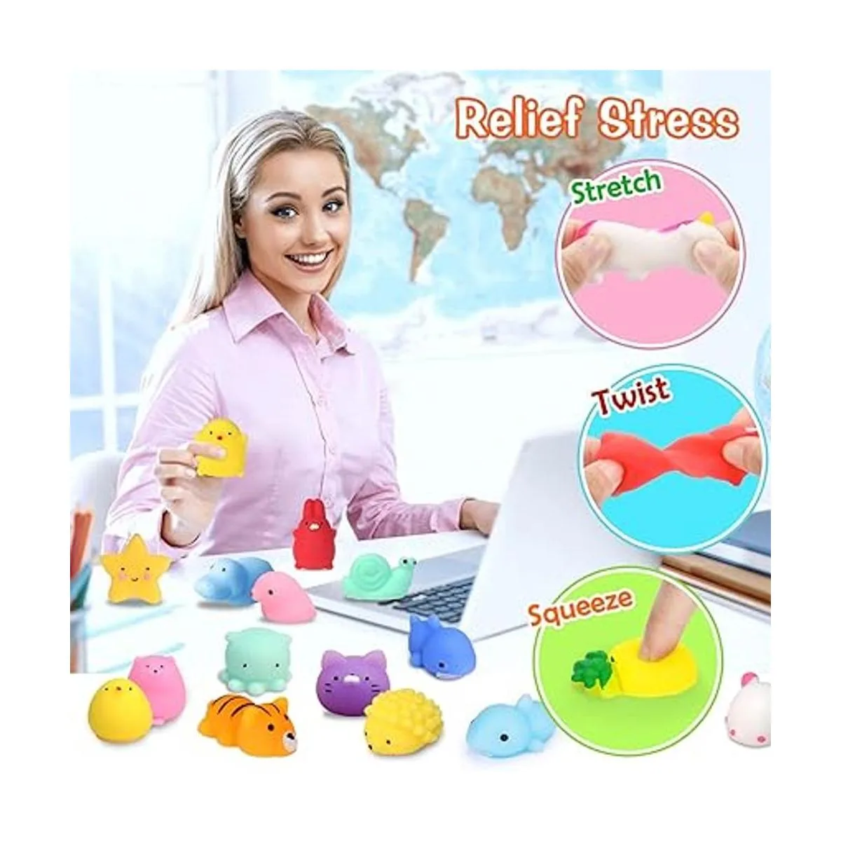 FLY2SKY 45 juguetes blandos de Mochi mini squishies de