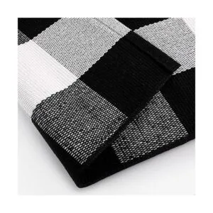 Tapete Kimode de algodón a cuadros color negro y blanco