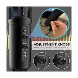 Micrófono condensador de grabación de PC USB LED azul_2