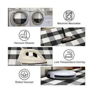 Tapete Kimode de algodón a cuadros color negro y blanco