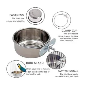Tfwadmx Bird Feeding Dish Cups Parrot Food Bowl Clamp_3