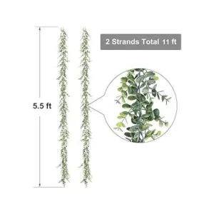 Lvydec Paquete de 2 guirnaldas artificiales de eucalipto_3