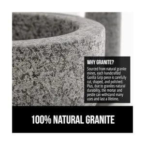 Gorilla Grip Juego de mortero y maja de granito_3