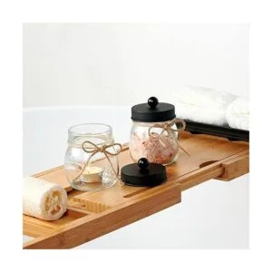 SheeChung dispensador de hisopos Vidrio Negro Paquete