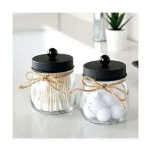 SheeChung dispensador de hisopos Vidrio Negro Paquete