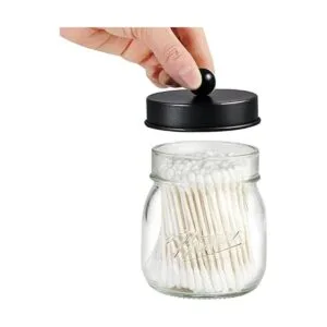 SheeChung dispensador de hisopos Vidrio Negro Paquete