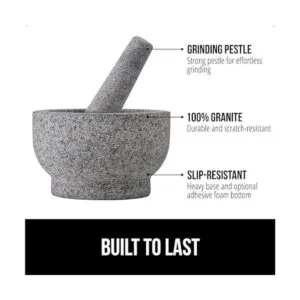 Gorilla Grip Juego de mortero y maja de granito_2