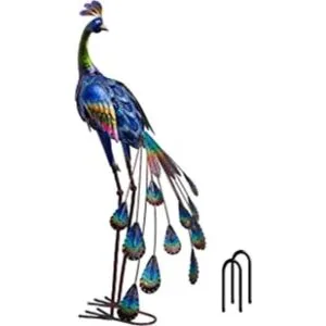 TERESAS COLLECTIONS Pavo real de metal de 35 pulgadas_1