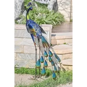 TERESAS COLLECTIONS Pavo real de metal de 35 pulgadas_5