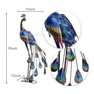 TERESAS COLLECTIONS Pavo real de metal de 35 pulgadas_4