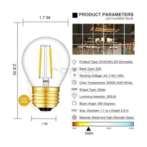 Bombilla LED de 2 W de 3000 K color blanco suave_3