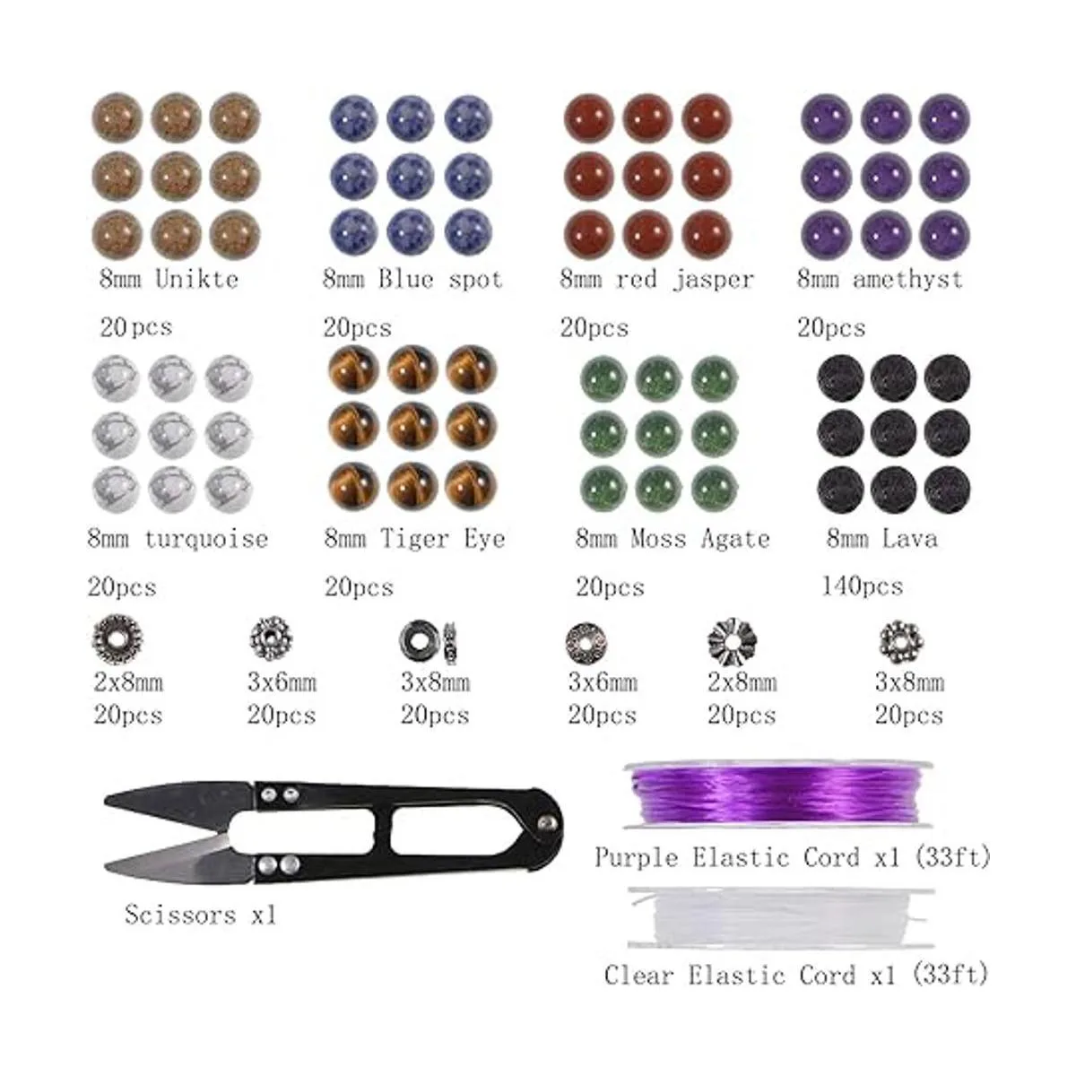 Juego de cajas de cuentas de piedra natural 0.315 in_2