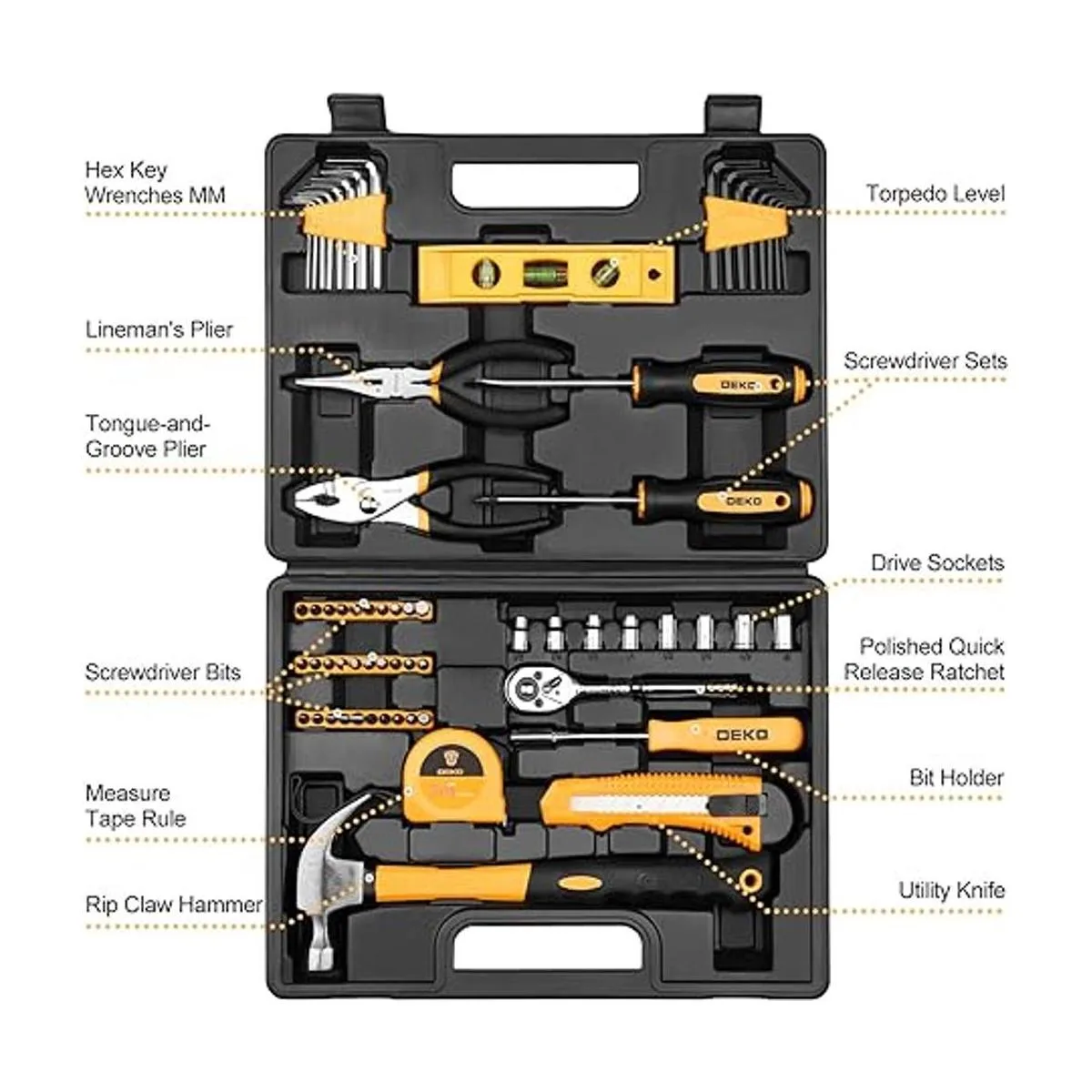 DEKOPRO Juego de herramientas de 65 piezas para el hogar