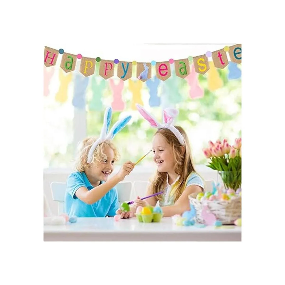 Decoración de pancarta de arpillera de feliz Pascua_6