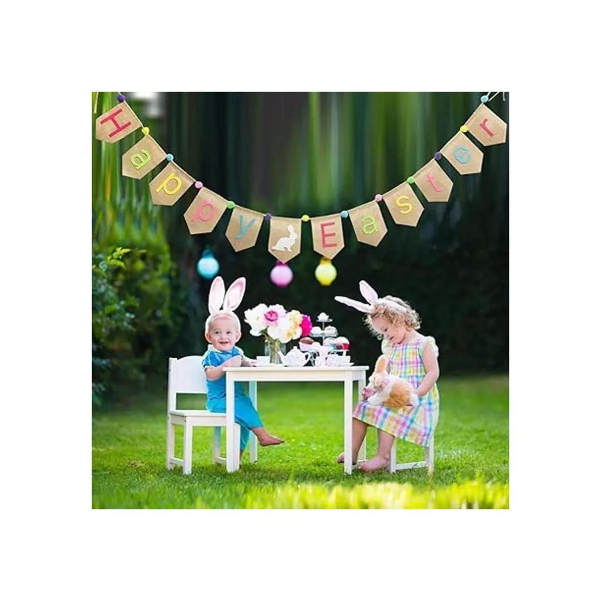 Decoración de pancarta de arpillera de feliz Pascua_5